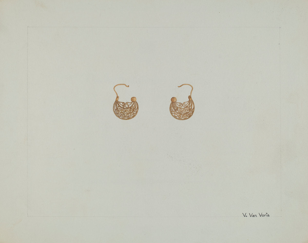 Earrings by Vera Van Voris (American, active c. 1935), 16X12"(A3)Poster Print