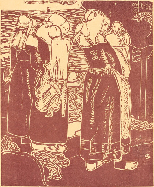 Three Breton Women with Infants by Armand Séguin (French, 1869 - 1903), 16X12"(A3)Poster Print