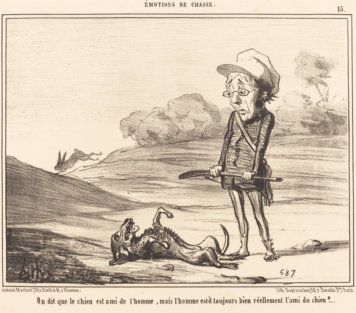 On dit que le chien est ami de l'homme... by Honoré Daumier (French, 1808 - 1879), 16X12"(A3)Poster Print