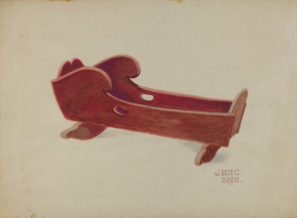 Doll Cradle by Julie C. Brush (American, active c. 1935), 16X12"(A3)Poster Print