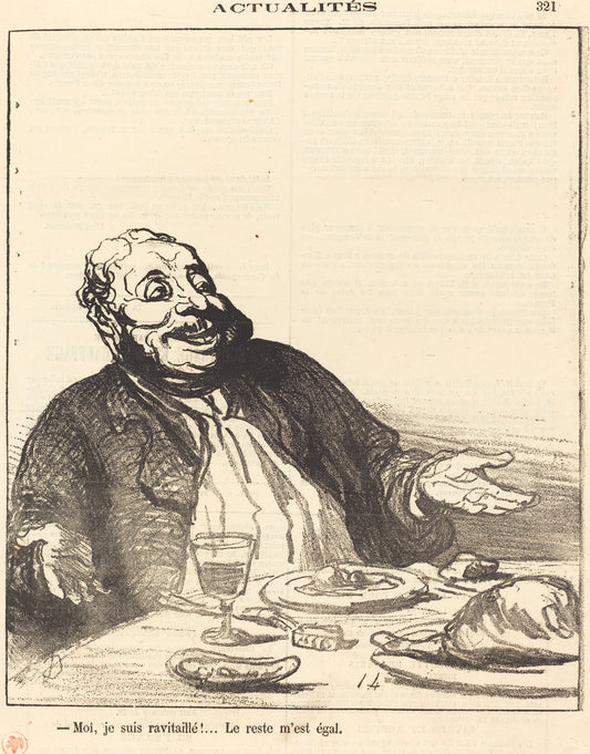 Moi je suis ravitaillé!... by Honoré Daumier (French, 1808 - 1879), 16X12"(A3)Poster Print