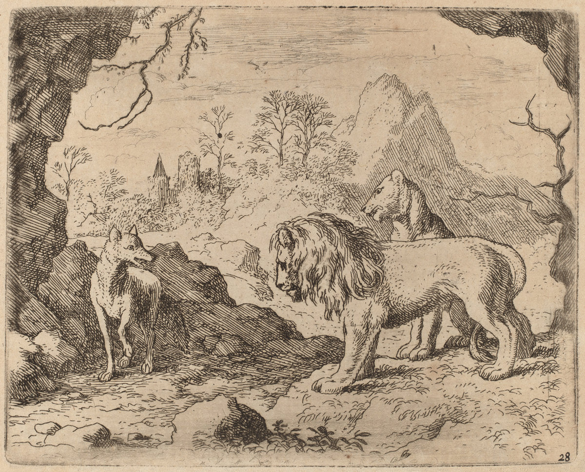 Reynard Promises to Reveal the Hidden Treasure by Allart van Everdingen (Dutch, 1621 - 1675), 16X12"(A3)Poster Print