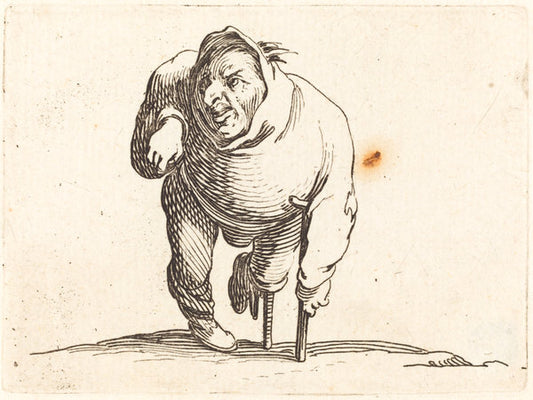Cripple with Crutch and Wooden Leg by Jacques Callot (French, 1592 - 1635), 16X12"(A3)Poster Print