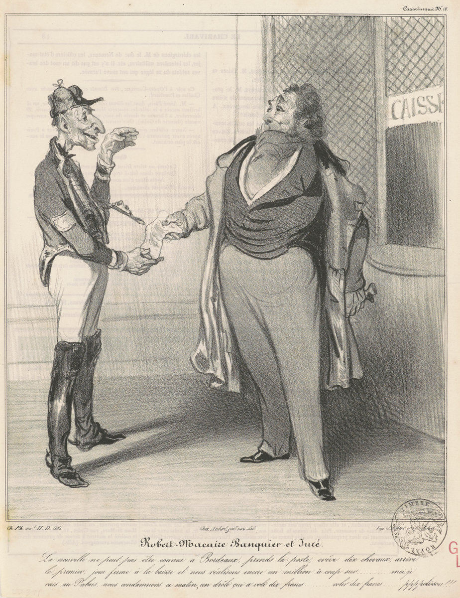 Robert Macaire banquier et juré by Honoré Daumier (French, 1808 - 1879), 16X12"(A3)Poster Print