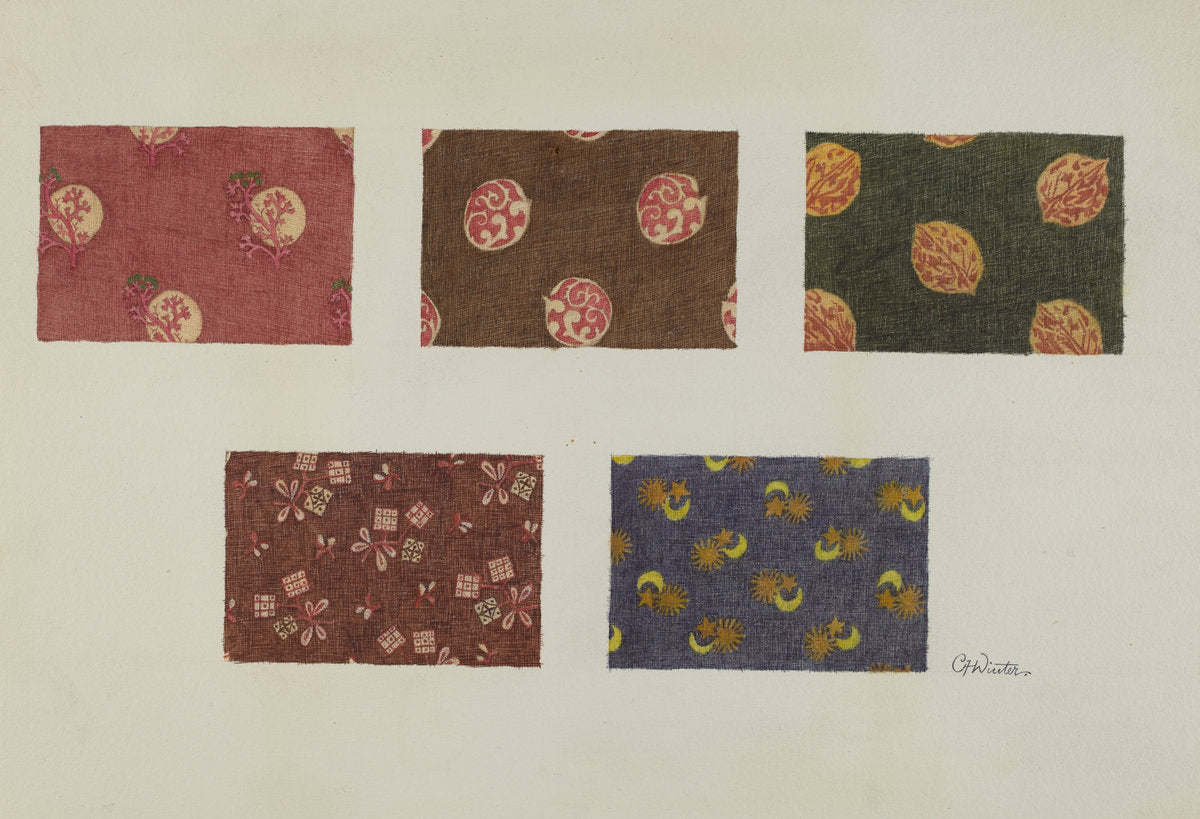 Textile Swatches by Charlotte Winter (American, active c. 1935), 16X12"(A3)Poster Print