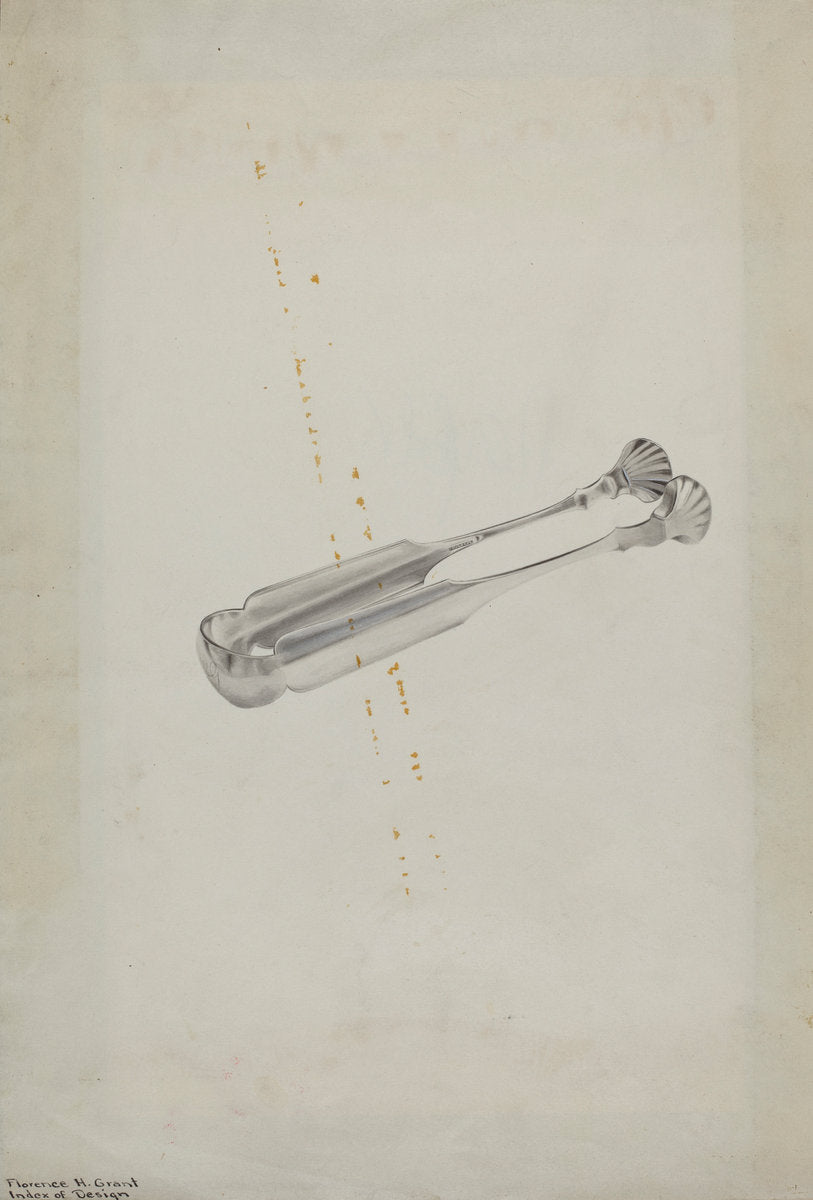 Silver Sugar Tongs by Florence Grant Brown (American, active c. 1935), 16X12"(A3)Poster Print