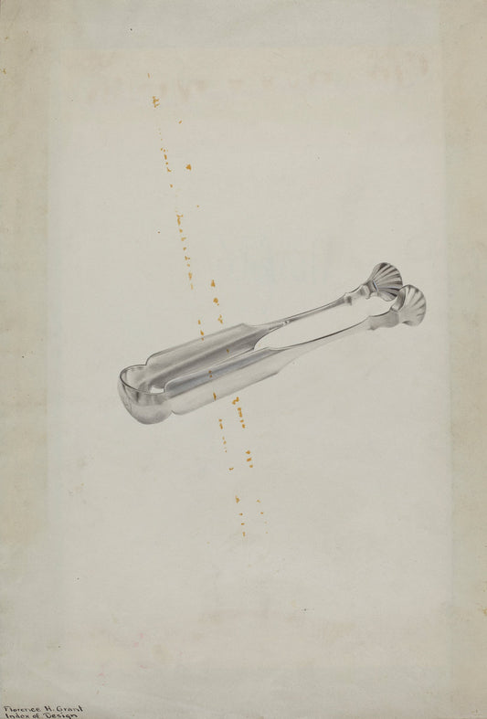 Silver Sugar Tongs by Florence Grant Brown (American, active c. 1935), 16X12"(A3)Poster Print