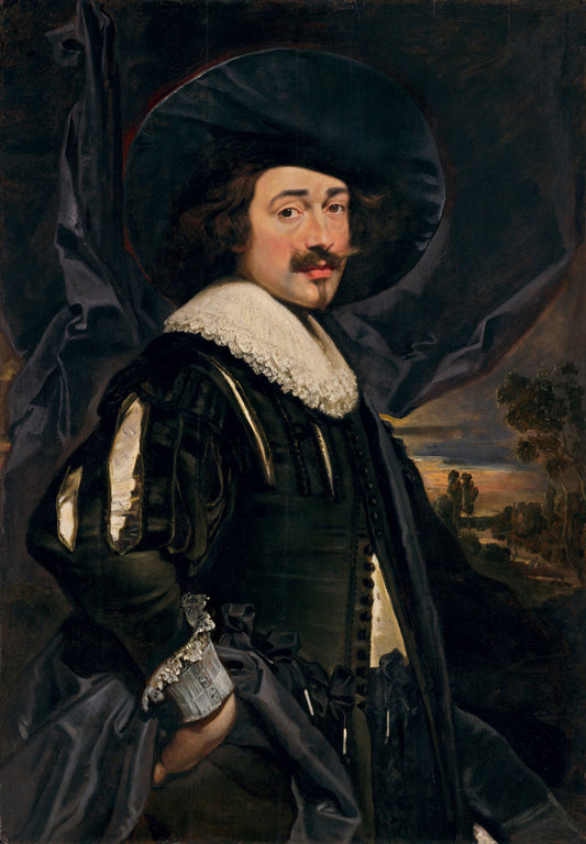 early 1630s by Flemish 17th Century (Possibly Jan Cossiers) (Portrait of a Man in a Wide-Brimmed Hat), 16X12"(A3)Poster Print