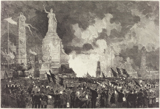 14 Juillet.  Illumination de la Place de la République by Auguste Lepère after Henri Louis Scott (French, 1849 - 1918), 16X12"(A3)Poster Print
