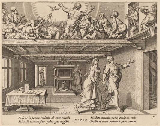And They were All Filled with the Holy Ghost by Philip Galle after Maerten van Heemskerck (Flemish, 1537 - 1612), 16X12"(A3)Poster Print