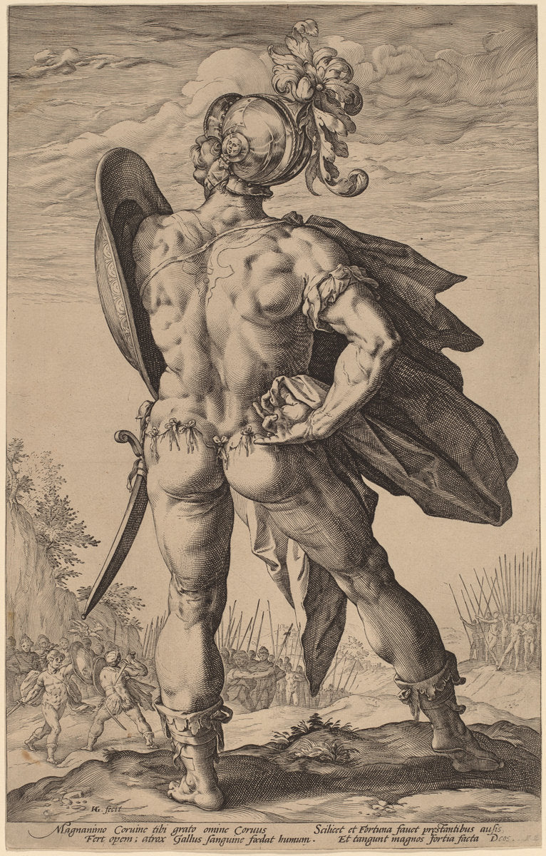 Marcus Valerius Corvus by Hendrik Goltzius (Dutch, 1558 - 1617), 16X12"(A3)Poster Print