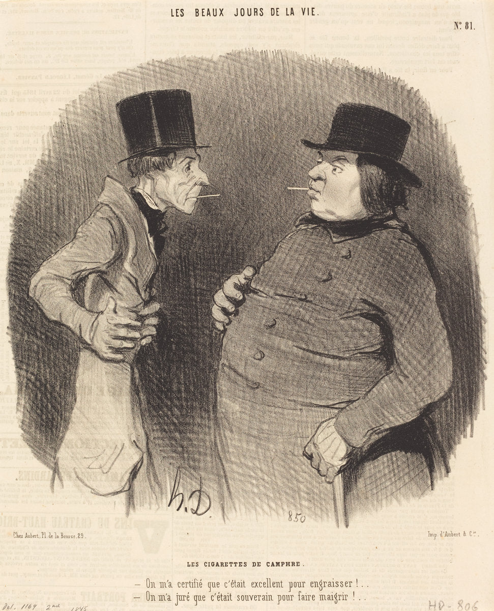 Les Cigarettes de camphre by Honoré Daumier (French, 1808 - 1879), 16X12"(A3)Poster Print