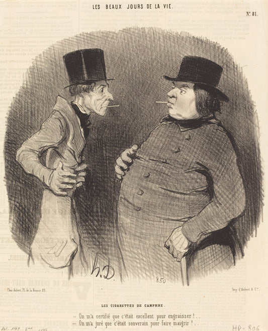 Les Cigarettes de camphre by Honoré Daumier (French, 1808 - 1879), 16X12"(A3)Poster Print