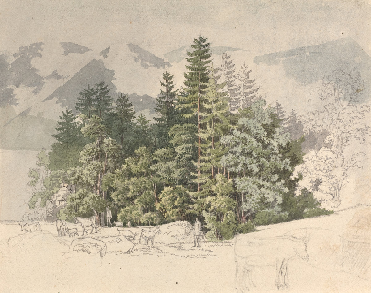 Alpine Landscape by Friedrich Salathé (Swiss, 1793 - 1858), 16X12"(A3)Poster Print