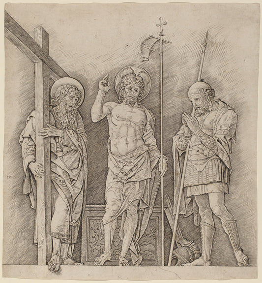 Risen Christ between Saints Andrew and Longinus by Andrea Mantegna (Italian, c. 1431 - 1506), 16X12"(A3)Poster Print