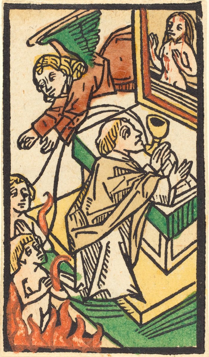 1470/1480 by German 15th Century (The Mass of Saint Gregory), 16X12"(A3)Poster Print
