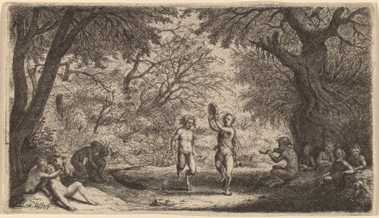Bacchanal with a Dancing Couple in the Center by Willem Basse (Dutch, 1613 or 1614 - 1672), 16X12"(A3)Poster Print