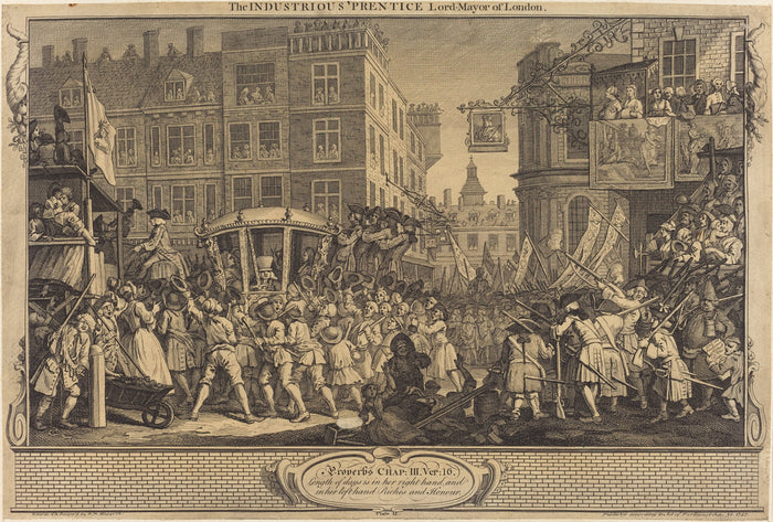 The Industrious 'Prentice Lord-Mayor of London by William Hogarth (English, 1697 - 1764), 16X12