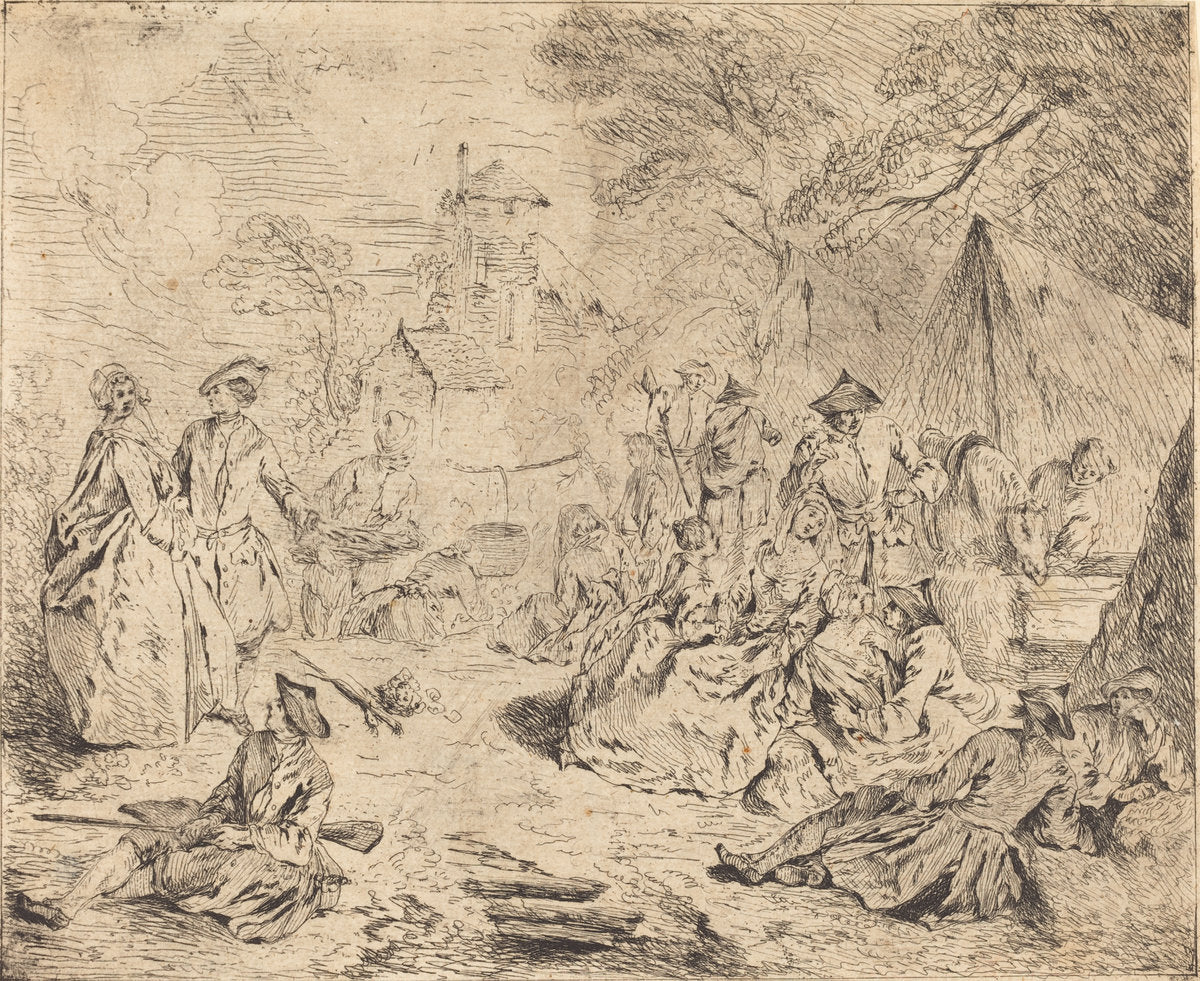 Halt on the March by Jean-Baptiste Joseph Pater (French, 1695 - 1736), 16X12"(A3)Poster Print