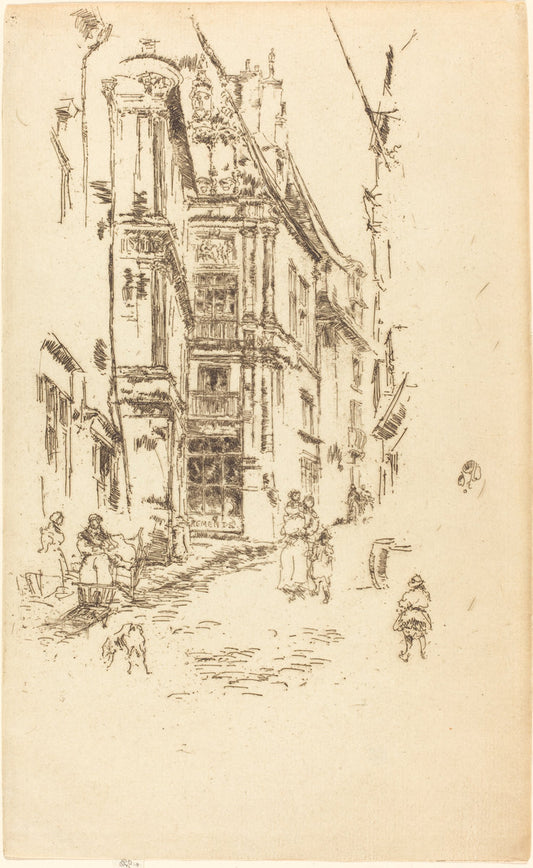 Chancellerie, Loches by James McNeill Whistler (American, 1834 - 1903), 16X12"(A3)Poster Print