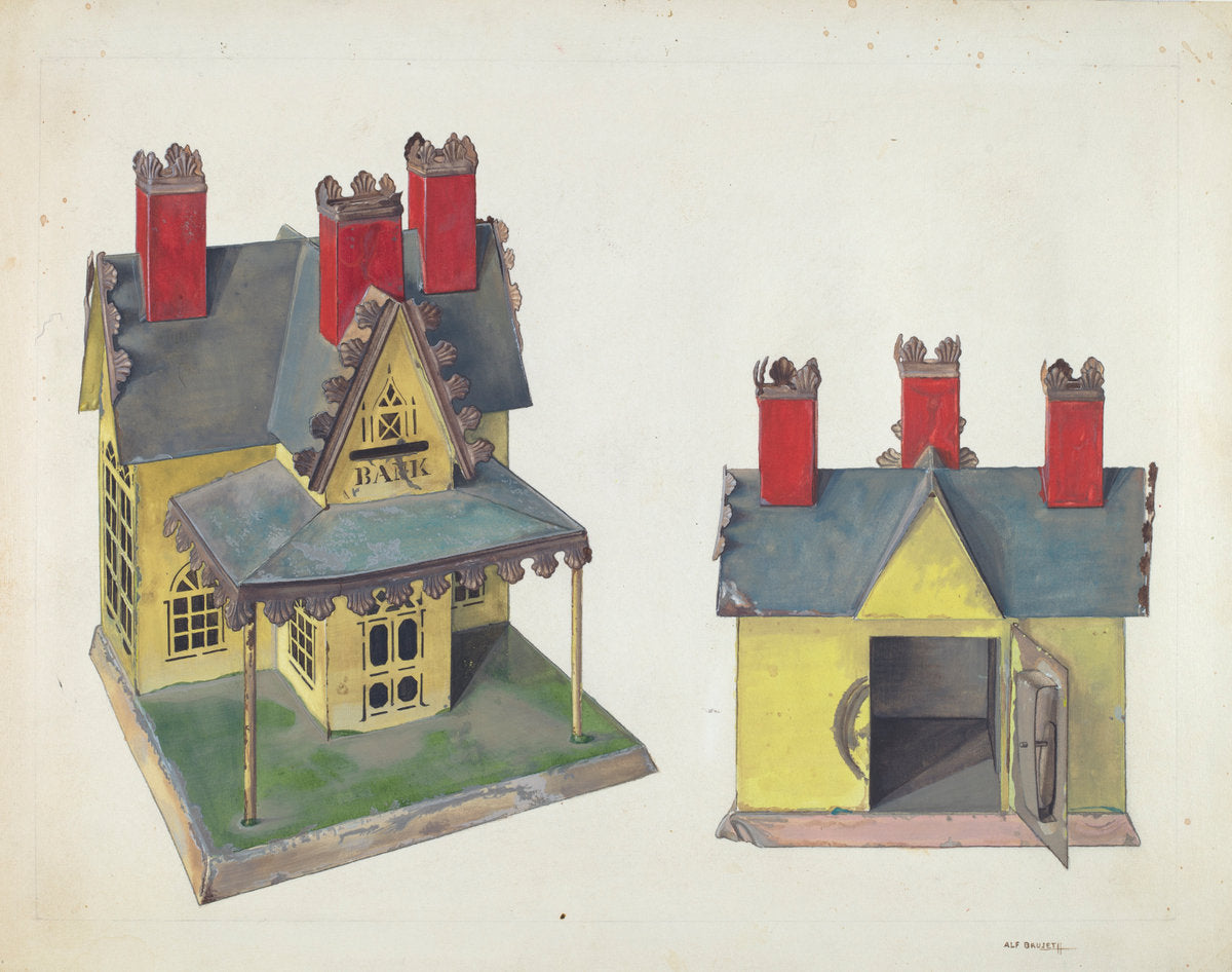 Toy Bank Building by Alf Bruseth (American, active c. 1935), 16X12"(A3)Poster Print