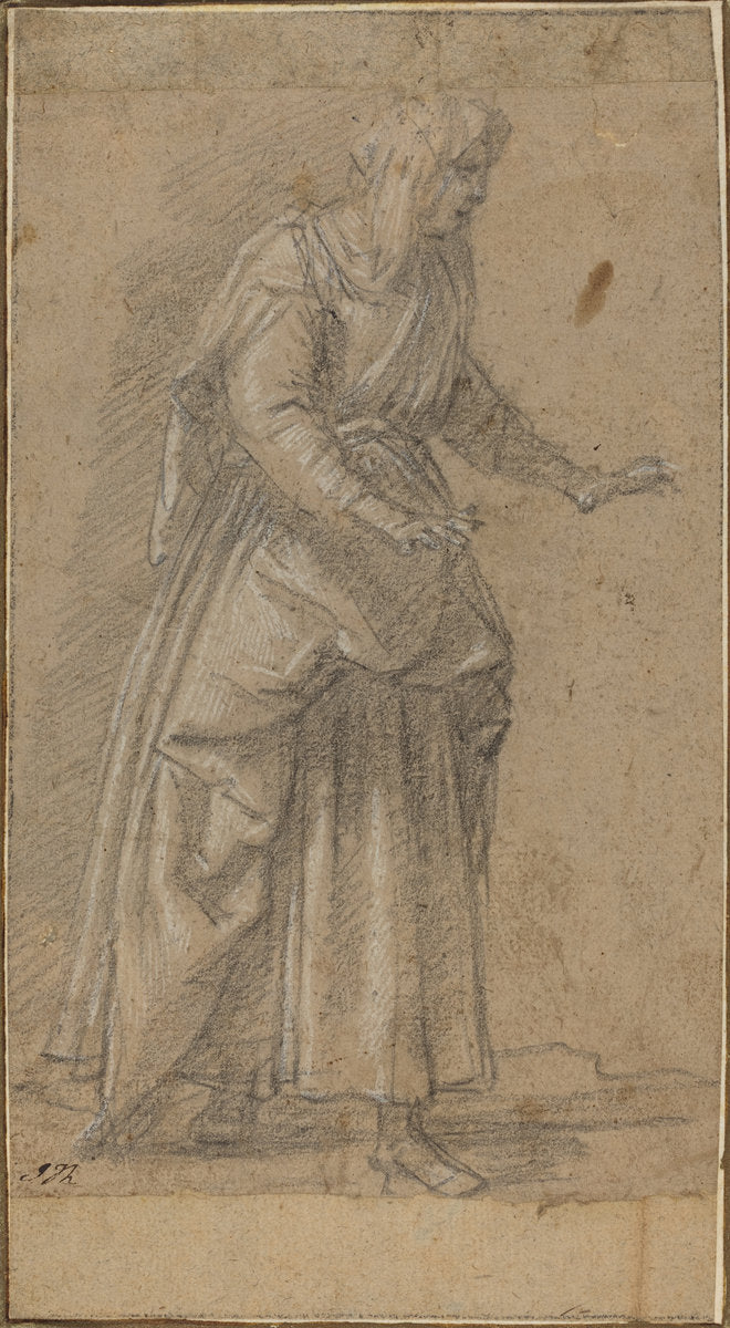 Woman Walking to the Right by Giovanni Baglione (Italian, 1573 - 1644), 16X12"(A3)Poster Print