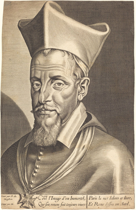 François La Rochefoucauld by Michel Lasne after Daniel Dumonstier (French, 1590 or before - 1667), 16X12"(A3)Poster Print
