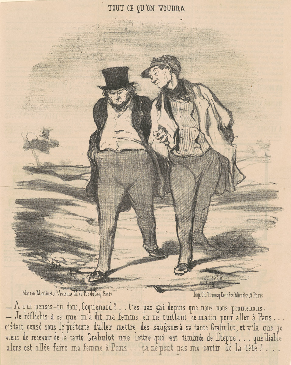 A qui penses-tu donc, coquenard? ... by Honoré Daumier (French, 1808 - 1879), 16X12"(A3)Poster Print