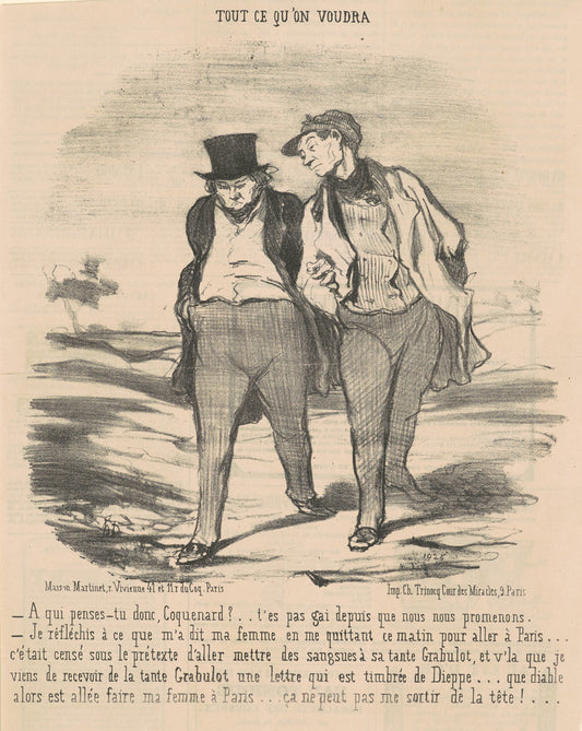 A qui penses-tu donc, coquenard? ... by Honoré Daumier (French, 1808 - 1879), 16X12"(A3)Poster Print
