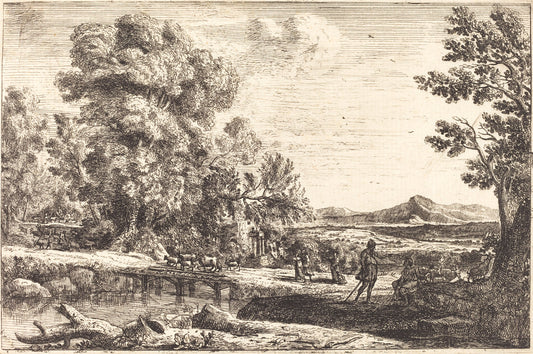 Rebecca and Eliezer (Le pont de bois) by Claude Lorrain (French, 1604/1605 - 1682), 16X12"(A3)Poster Print