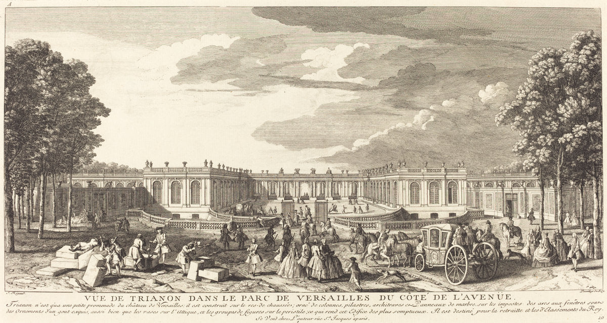 Vue de Trianon dans le Parc de Versailles du Cote de l'Avenue by Jean-Baptiste Rigaud (French, active 1752/1761), 16X12"(A3)Poster Print