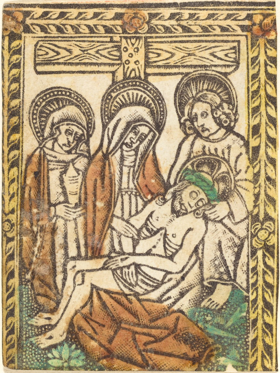 1460/1480 by Workshop of Master of the Borders with the Four Fathers of the Church (The Lamentation), 16X12"(A3)Poster Print