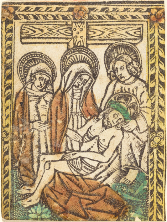 1460/1480 by Workshop of Master of the Borders with the Four Fathers of the Church (The Lamentation), 16X12"(A3)Poster Print