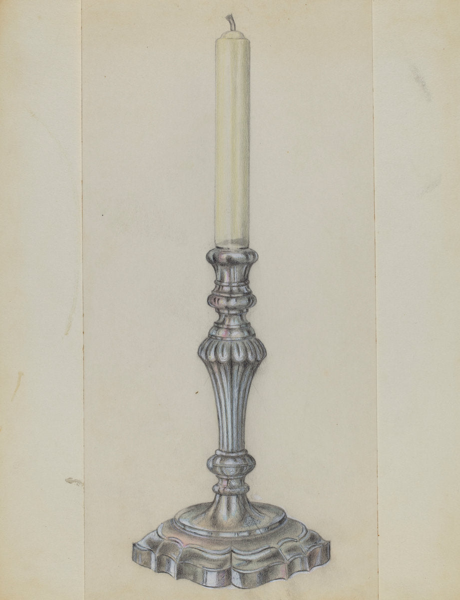 Silver Candlestick by Horace Reina (American, active c. 1935), 16X12"(A3)Poster Print