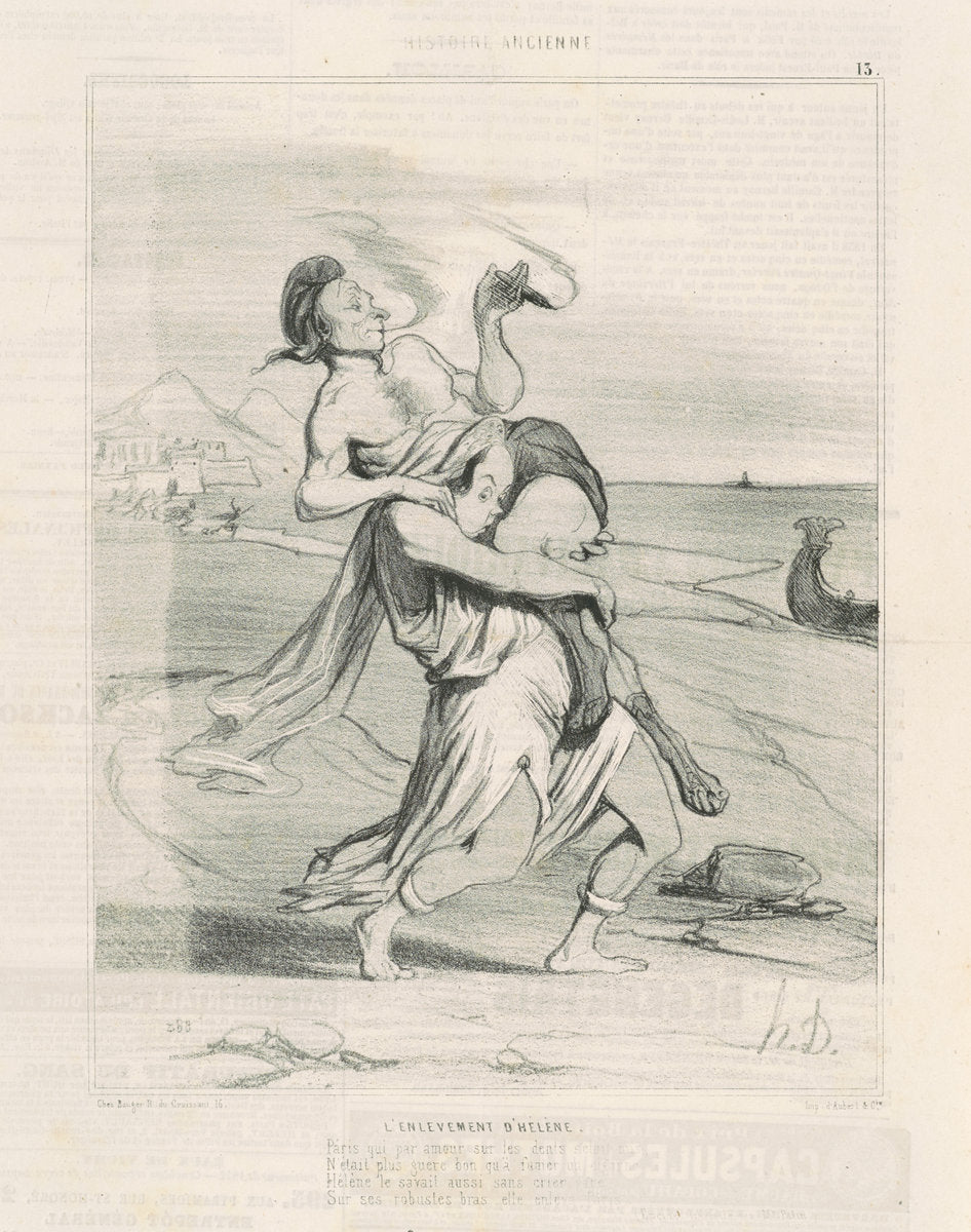 L'enlevement d'Hélène by Honoré Daumier (French, 1808 - 1879), 16X12"(A3)Poster Print