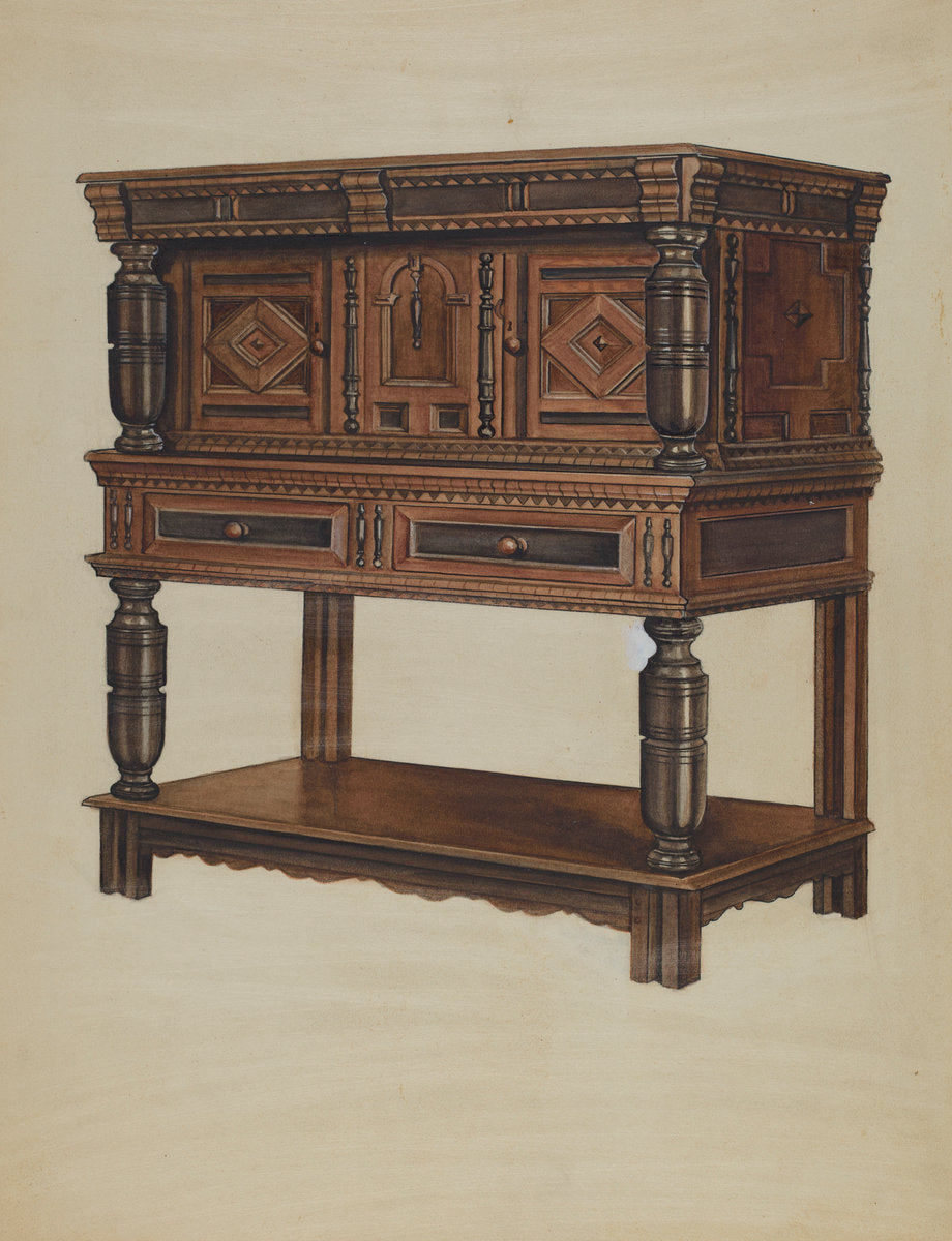 Court Cupboard by Lawrence Phillips and Isidore Sovensky (American, active c. 1935), 16X12"(A3)Poster Print