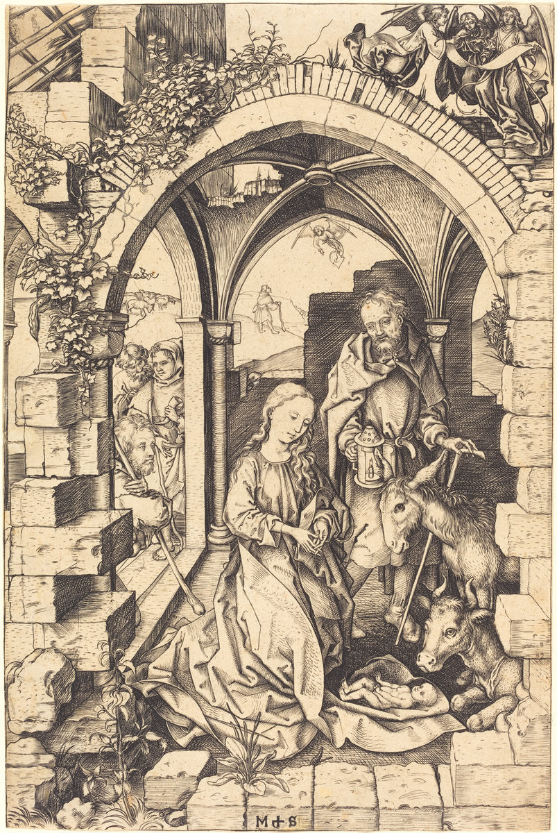 The Nativity by Martin Schongauer (German, c. 1450 - 1491), 16X12"(A3)Poster Print