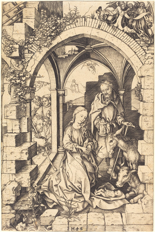 The Nativity by Martin Schongauer (German, c. 1450 - 1491), 16X12"(A3)Poster Print
