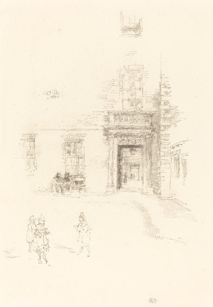 Courtyard, Chelsea Hospital by James McNeill Whistler (American, 1834 - 1903), 16X12"(A3)Poster Print