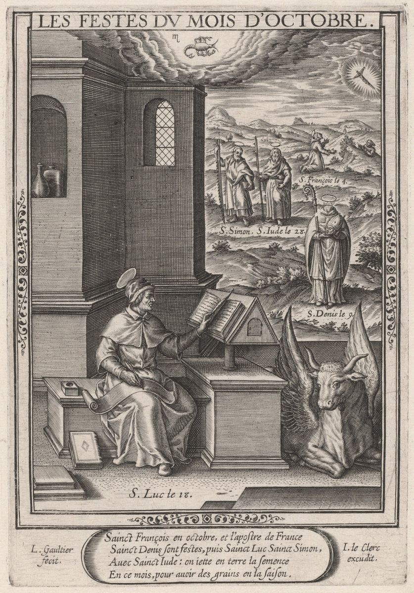 Les Festes du mois de Octobre (October: Saint Luke) by Léonard Gaultier (French, 1561 - 1641), 16X12"(A3)Poster Print