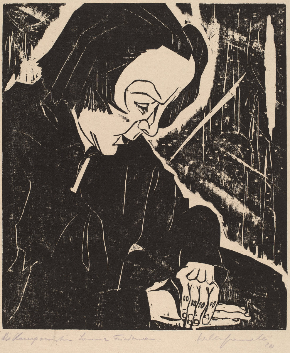 Die Komponistin Sonia Friedman (The Composer Sonia Friedman) by Walter Gramatté (German, 1897 - 1929), 16X12"(A3)Poster Print