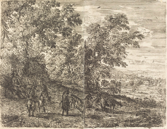 Shepherd with Goats (Les chèvres) by Claude Lorrain (French, 1604/1605 - 1682), 16X12"(A3)Poster Print