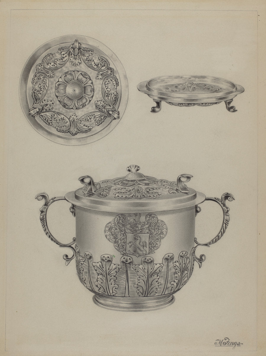 Silver Caudle Cup by Michael Fenga (American, active c. 1935), 16X12"(A3)Poster Print