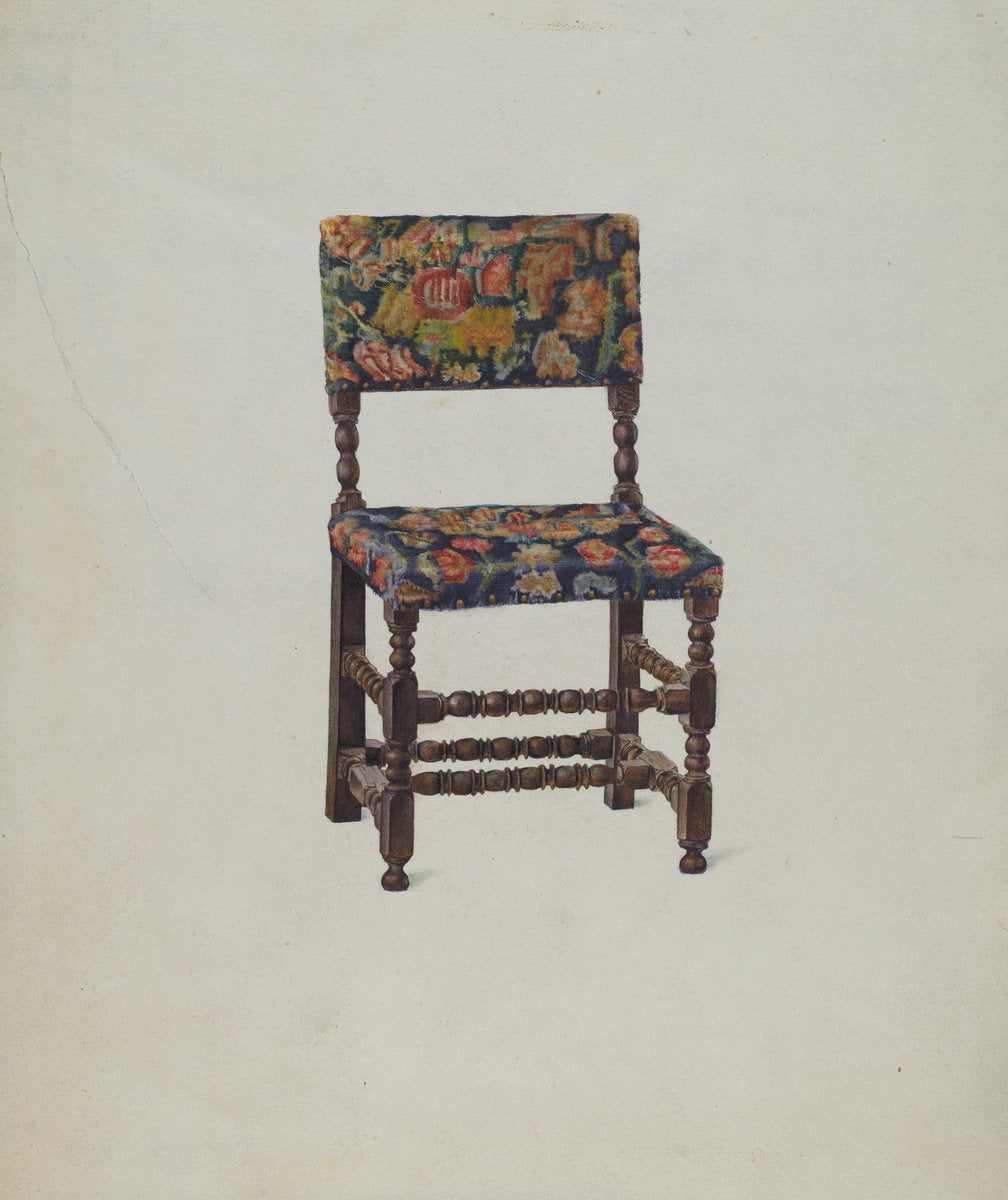 American Chair with Turkey Work by Victor F. Muollo (American, active c. 1935), 16X12"(A3)Poster Print