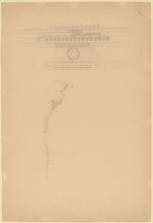 Study of Moldings by John Russell Pope (American, 1874 - 1937), 16X12"(A3)Poster Print