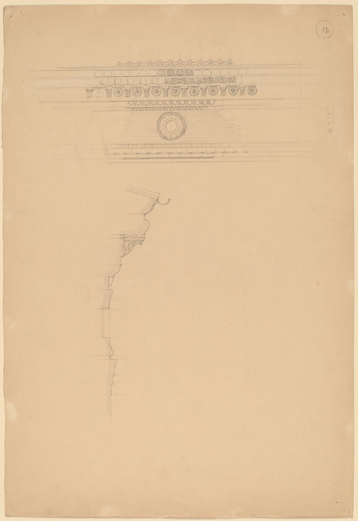 Study of Moldings by John Russell Pope (American, 1874 - 1937), 16X12