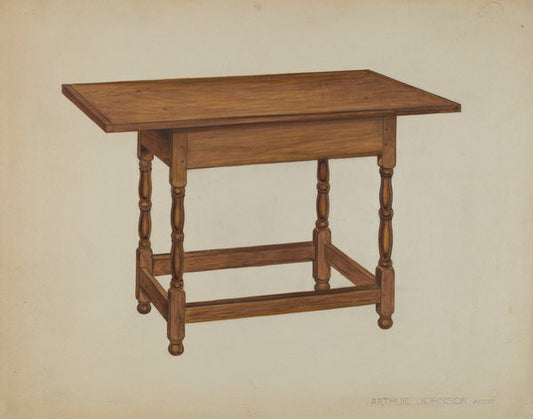 Tavern Table by Arthur Johnson (American, active c. 1935), 16X12"(A3)Poster Print