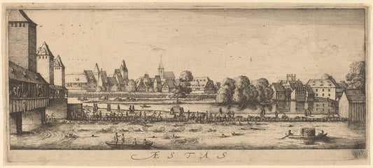 Summer: The Bathing Place by Wenceslaus Hollar (Bohemian, 1607 - 1677), 16X12"(A3)Poster Print