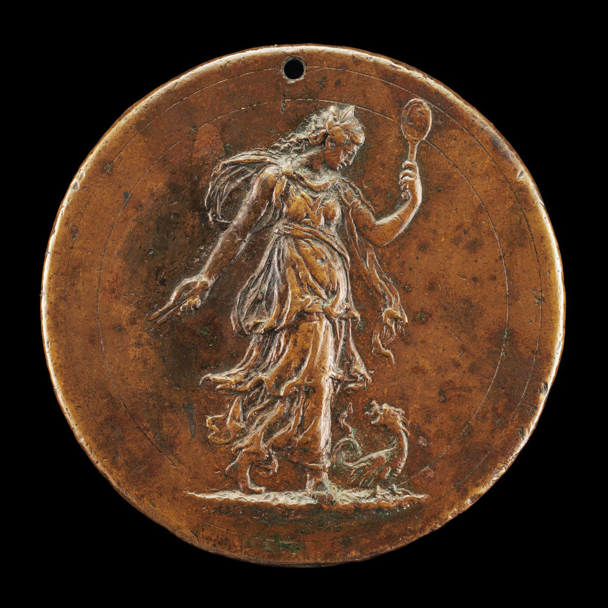 probably 1518/1525 by Milanese 16th Century (Prudence Holding a Mirror and Compasses [reverse]), 16X12"(A3)Poster Print
