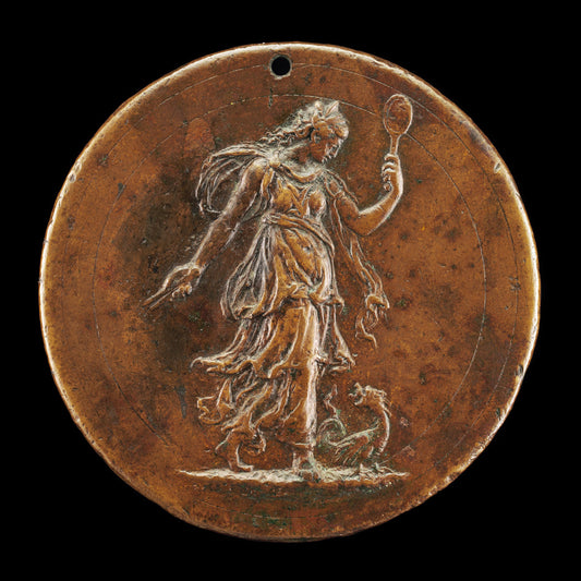 probably 1518/1525 by Milanese 16th Century (Prudence Holding a Mirror and Compasses [reverse]), 16X12"(A3)Poster Print